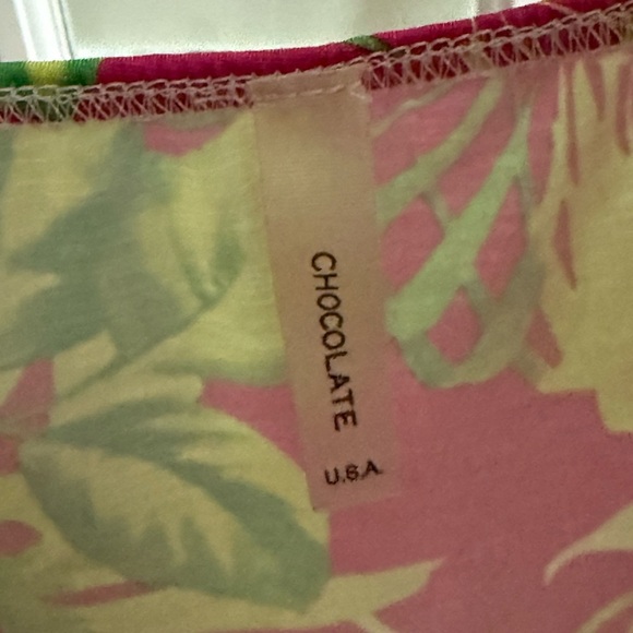 Tropical Pink and Green Leaf Print Mini Dress - Picture 4 of 4